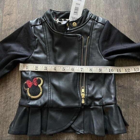 Disney Minnie Mouse Faux Leather Motto Jacket For Girls Size 18M - Picture 5 of 7
